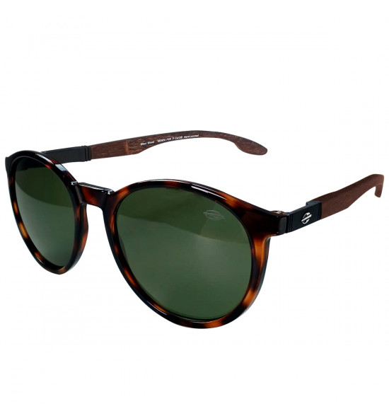 Óculos Mormaii Maui Wood Marrom  Demi Brilho Hastes em Madeira Escura/ Lente G15