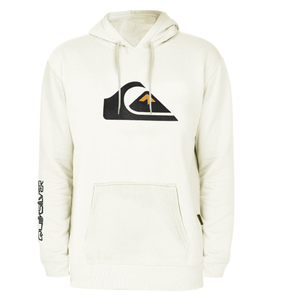 Moletom Quiksilver Comp Logo 2.0 Off White Reforçado com Capuz