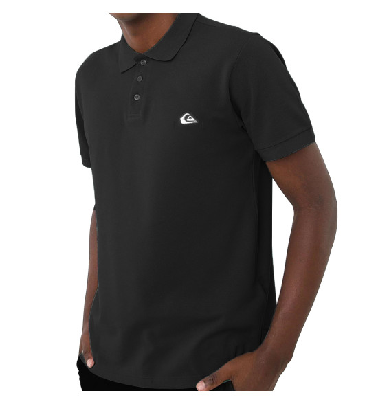 Camisa Polo Quiksilver Embroidery Piquet Preta Logo Cinza - 3