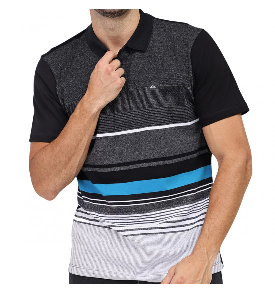Camisa Polo Quiksilver Everyday Stripe Preto - 3