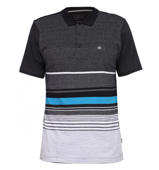 Camisa Polo Quiksilver Everyday Stripe Preto