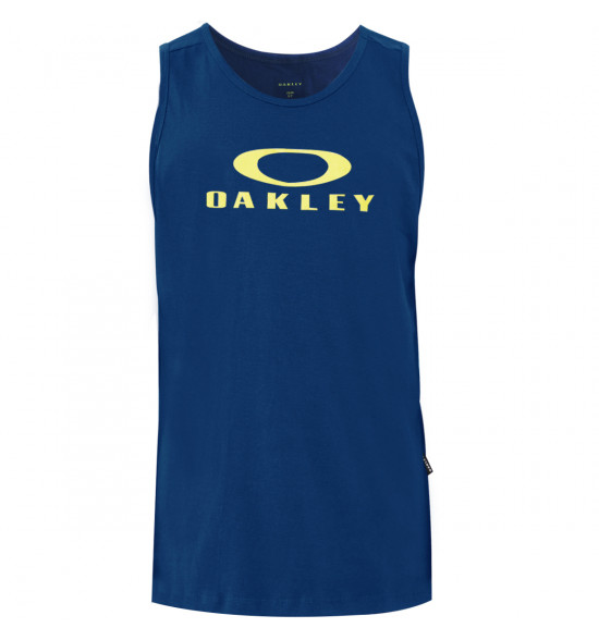 Regata Oakley Bark Tank Marinho com Logo Amarelo