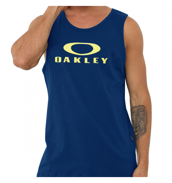 Regata Oakley Bark Tank Marinho com Logo Amarelo - 3