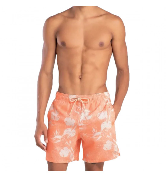 Shorts Água Mash Casual Folhagem Laranja e Branco - 3