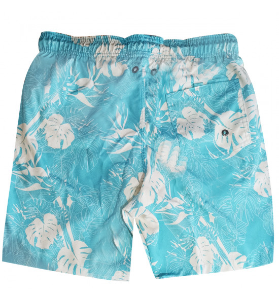Shorts Água Mash Casual Folhagem Azul e Branco - 2
