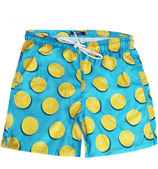 Shorts Água Mash Casual Tropical Limão Azul