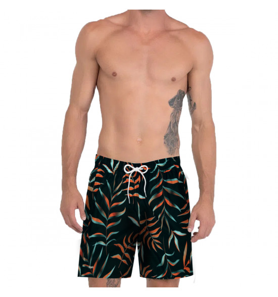 Shorts Água Mash Estampado Folhagem Preto - 2