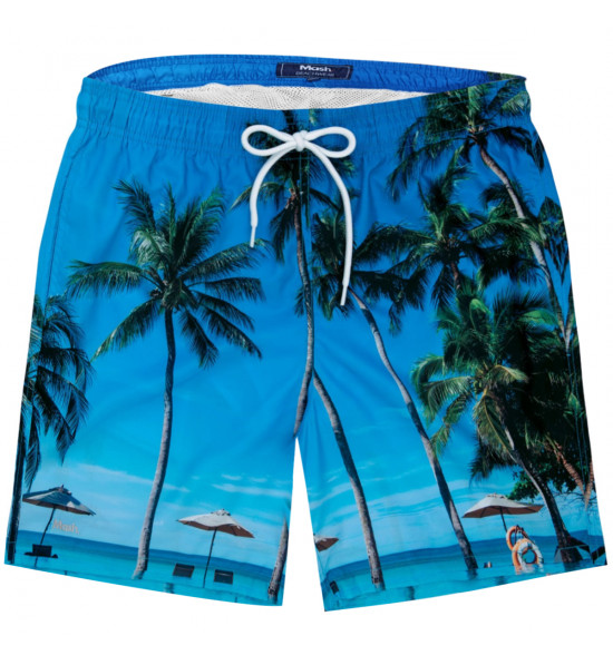 Shorts Água Mash Estampado Natural View Azul Turquesa