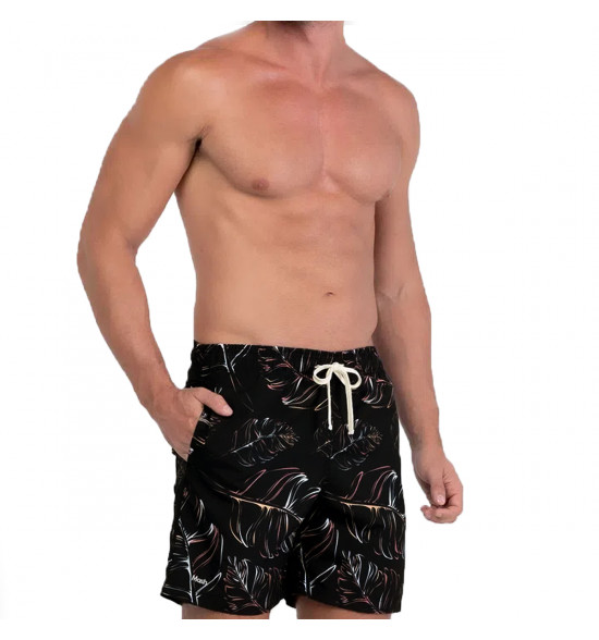 Shorts Água Mash Estampado Eccentric Color Dark Preto - 2