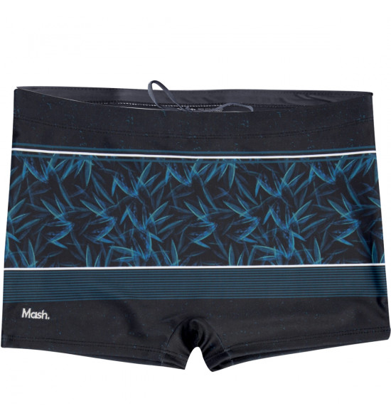 Sunga Boxer Mash Listrada Folhagem Preto e Marinho