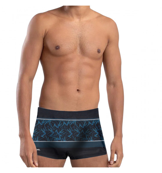 Sunga Boxer Mash Listrada Folhagem Preto e Marinho - 3