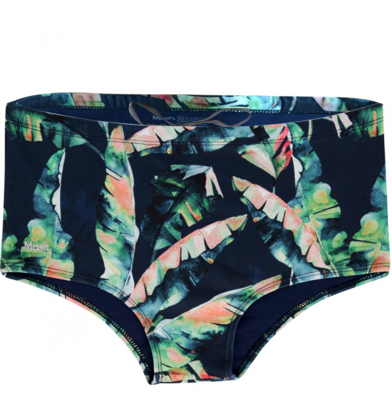 Sunga Slip Mash Estampada Palmeira Marinho