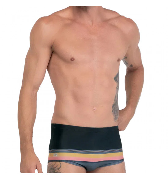 Sunga Slip Mash Hang Loose Listrada Cinza e Laranja - 3