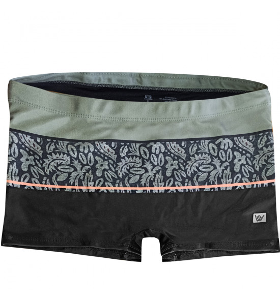 Sunga Boxer Mash Hang Loose Listra Folhagem Verde e Preta