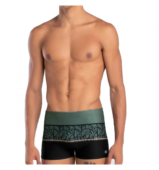 Sunga Boxer Mash Hang Loose Listra Folhagem Verde e Preta - 3