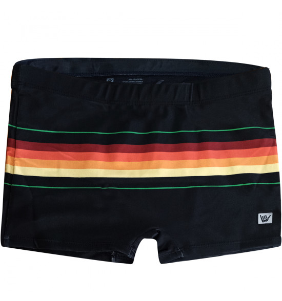 Sunga Boxer Mash Hang Loose Listra Preta e Laranja