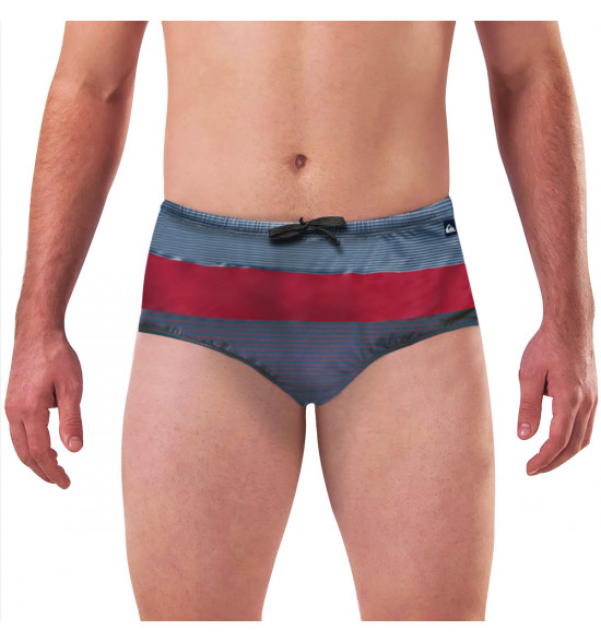 Sunga Quiksilver Slip Tijuana Cinza com Bordo - 3