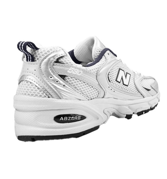 Tênis New Balance NB530 Branco Prata e Marinho – Estilo Retro-Running e Conforto - 4