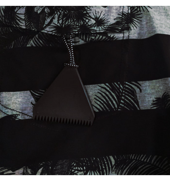 Rx Bermuda Água Alma de Praia Azul com Estampa de Folhas - 4