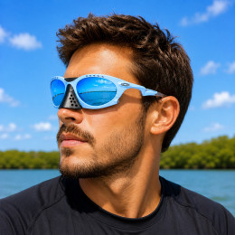 Óculos Oakley Plantaris Matte Stonewashed / Lente Prizm Deep Water Polarizada – Alta Performance e Proteção