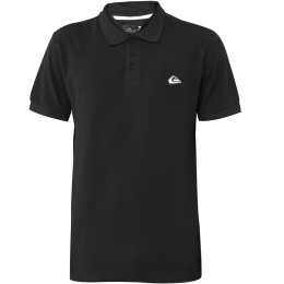 Camisa Polo Quiksilver Embroidery Piquet Preta Logo Cinza