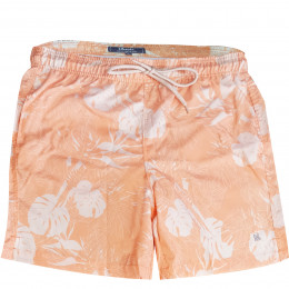 Shorts Água Mash Casual Folhagem Laranja e Branco