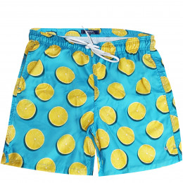 Shorts Água Mash Casual Tropical Limão Azul